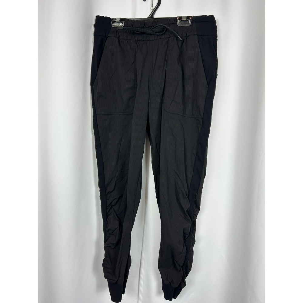 Lululemon Beyond the Studio Jogger Black Pinstripe Ruched Sweatpants Size‎ 8